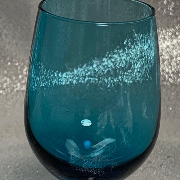 SET OF 4 AQUA BLUE TURQUOISE APERITIF CORDIAL STEMMED GLASSES - Picture 5 of 5